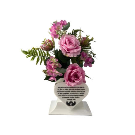 doniczka biała SERCE z grawerem na nagrobek stroik TWÓJ GRAWER + PROJEKT