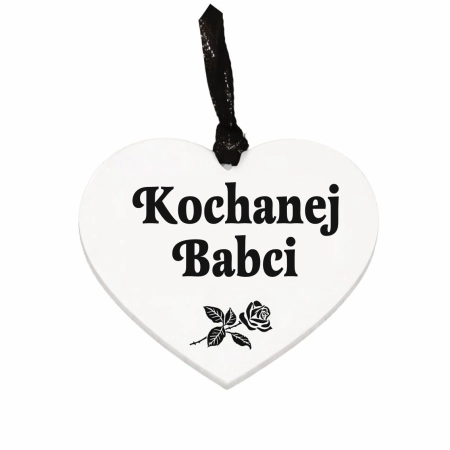 biała zawieszka na znicz z napisem grawerowanym Kochanej Babci