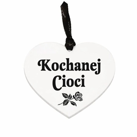 biała zawieszka na znicz z grawerowanym napisem Kochanej Cioci