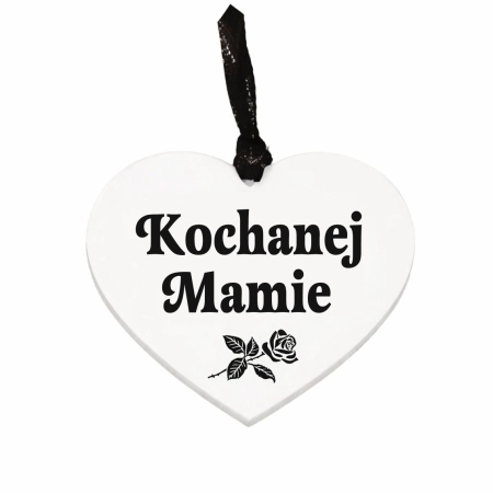 biała zawieszka na znicz z napisem grawerowanym Kochanej Mamie