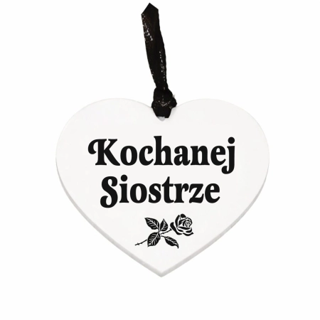 biała zawieszka na znicz z grawerowanym napisem Kochanej Siostrze