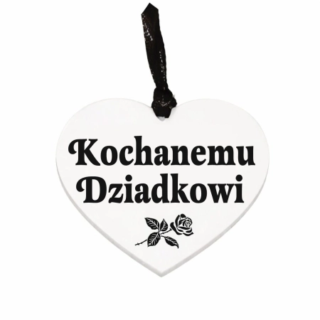 biała zawieszka na znicz z grawerowanym napisem Kochanemu Dziadkowi