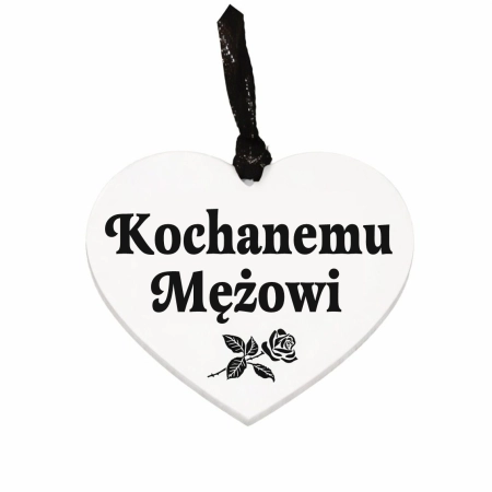 biała zawieszka na znicz z grawerowanym napisem Kochanemu Mężowi