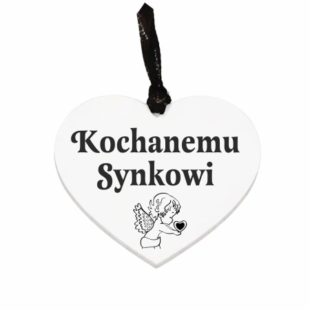 biała zawieszka na znicz z grawerowanym napisem Kochanemu Synkowi