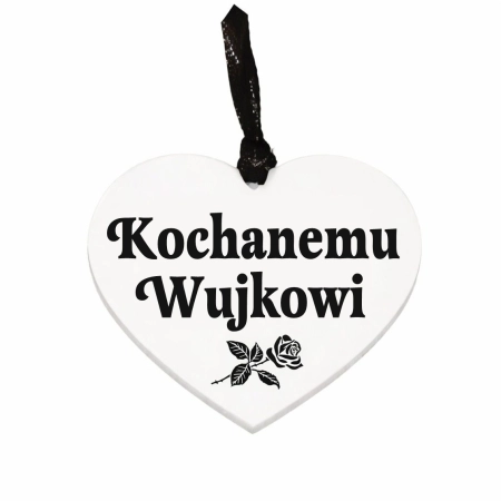 biała zawieszka na znicz z grawerowanym napisem Kochanemu Wujkowi