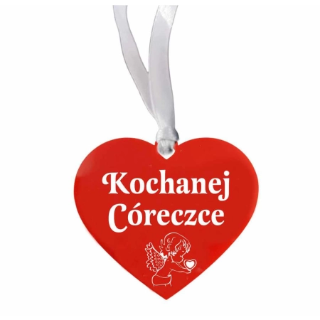 czerwona zawieszka na znicz z grawerowanym napisem Kochanej Córeczce