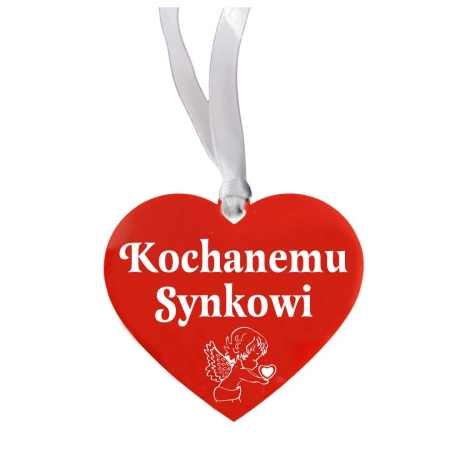 czerwona zawIeszka na znicz z grawerowanym napisem Kochanemu Synkowi