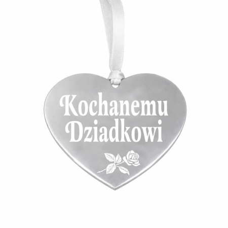 srebrna zawieszka na znicz z grawerowanym napisem Kochanemu Dziadkowi