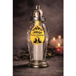 Zawieszka na znicz Wielkanocna Alleluja Pamięci Ukochanego Taty żółta z czarnym grawerem