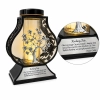 Znicz solarny DRZEWO z grawerem – srebrny, personalizowany lampion nagrobny LED