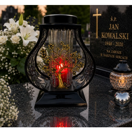Znicz-solarny-drzewo-zycia-zlote-led-czerwony-plomien-2