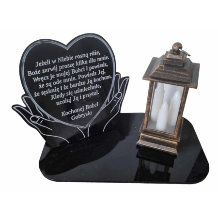 Znicz LED + grawer, znicz dla dziadka i babci + PROJEKT, podstawka na znicz