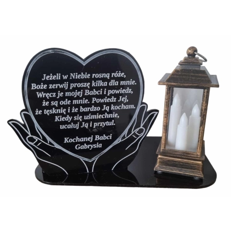 Znicz LED + grawer, znicz dla dziadka i babci + PROJEKT, podstawka na znicz