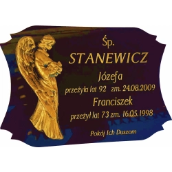 Tabliczka nagrobna na krzyż lub grób 25x17 cm - z aplikacją 3D - Anioł