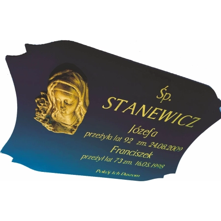 Tabliczka nagrobna na krzyż lub grób 25x16 cm - z aplikacją 3D - Matka Boska