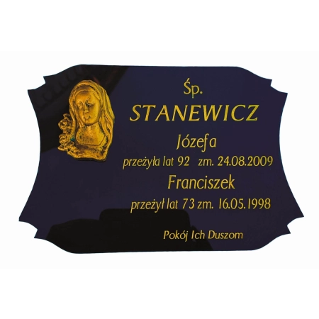 Tabliczka nagrobna na krzyż lub grób 25x16 cm - z aplikacją 3D - Matka Boska