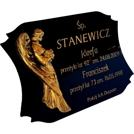 Tabliczka nagrobna na krzyż lub grób 25x17 cm - z aplikacją 3D - Anioł