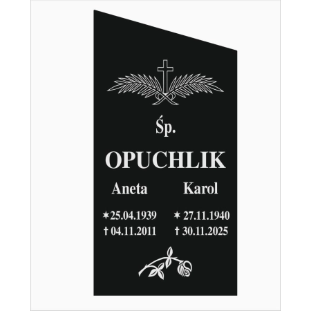 Tablica nagrobna na cmentarz 60x30 cm - czarna, akrylowa, grawerowana - pozioma