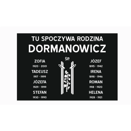 Tablica nagrobna na cmentarz 40x30 cm - czarna, akrylowa, grawerowana - pozioma