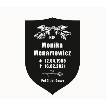 Tabliczka nagrobna na krzyż 25 cm - czarna, akrylowa, grawerowana