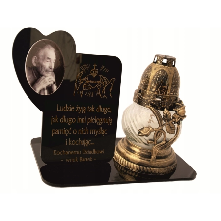 statuetka na znicz z dedykacją ZDJĘCIE na nagrobek
