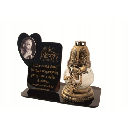 statuetka na znicz z dedykacją ZDJĘCIE na nagrobek