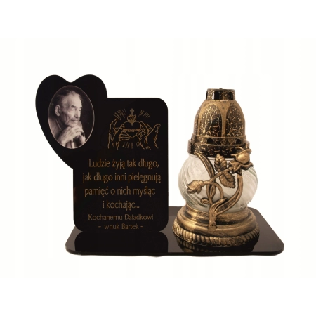 statuetka na znicz z dedykacją ZDJĘCIE na nagrobek