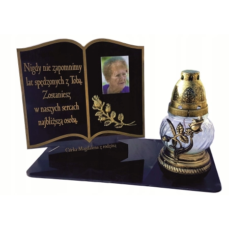 znicz z dedykacją 3D!! KSIĄŻKA, XL 30cm +ZDJĘCIE