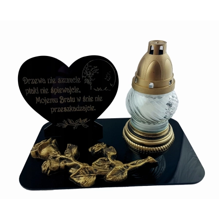 podstawka na znicze z dużą różą 3D grawer, GRAWER