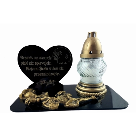 podstawka na znicze z dużą różą 3D grawer, GRAWER