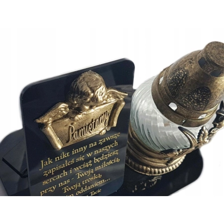 Statuetka na znicze z aniołkiem TWOJA DEDYKACJA