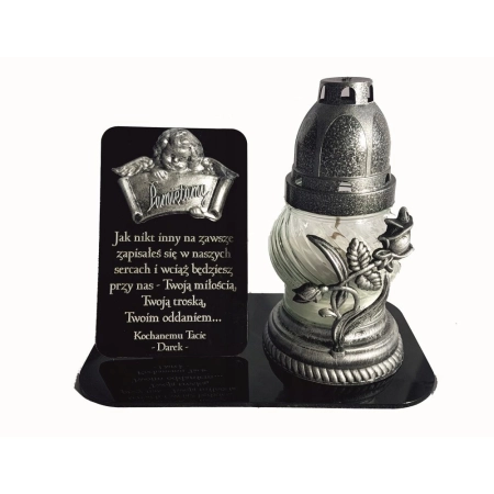 Statuetka na znicze z aniołkiem TWOJA DEDYKACJA