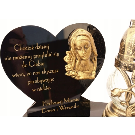 znicz statuetka z dedykacją Matka Boska 3D grawer