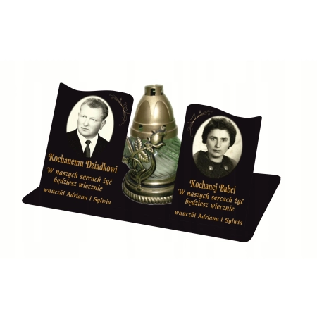 statuetka podwójna na znicz + zdjęcia +GRAWER, znicz na Wszystkich Świętych