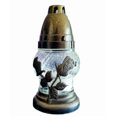 ZNICZ szklany kulka z różyczką, znicze