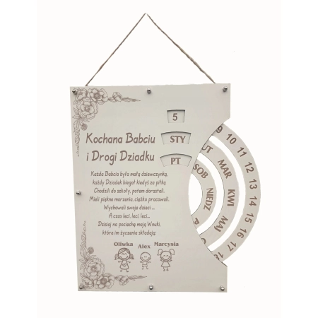 kalendarz wieczny personalizowany na DZIEŃ BABCI I DZIADKA, + grawer