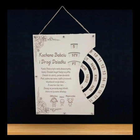 kalendarz wieczny personalizowany na DZIEŃ BABCI I DZIADKA, + grawer