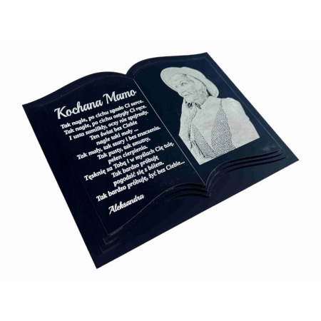 Księga pamięci na nagrobek z grawerem i zdjęciem - personalizowana książka na pomnik (poduszka na nagrobek)