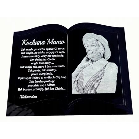 Księga pamięci na nagrobek z grawerem i zdjęciem - personalizowana książka na pomnik (poduszka na nagrobek)