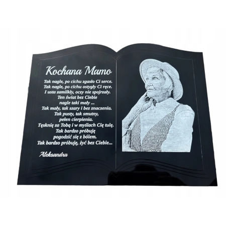 Księga pamięci na nagrobek z grawerem i zdjęciem - personalizowana książka na pomnik (poduszka na nagrobek)
