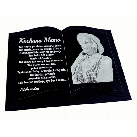 Księga pamięci na nagrobek z grawerem i zdjęciem - personalizowana książka na pomnik (poduszka na nagrobek)
