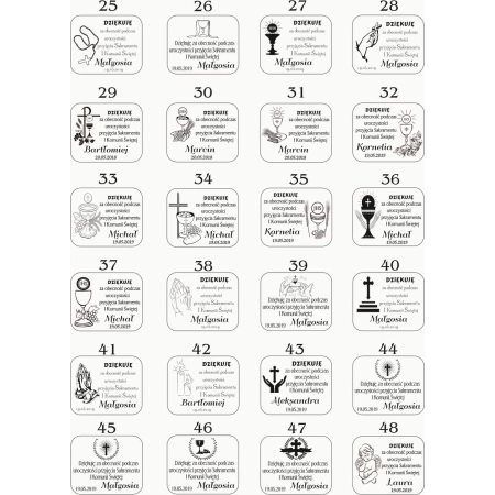 Podziękowanie dla gości na Komunię magnes Komunia 200 wzorów,magnes komunia