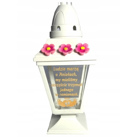 LAMPION DLA DZIECKA + DOWOLNY grawer, ZNICZ personalizowany, BIAŁY ZNICZ