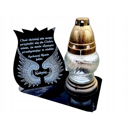 podstawka na znicz GRAWER, statuetka na grób, 25cm, znicz skrzydła anioła