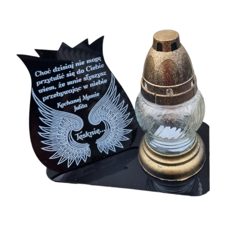 podstawka na znicz GRAWER, statuetka na grób, 25cm, znicz skrzydła anioła