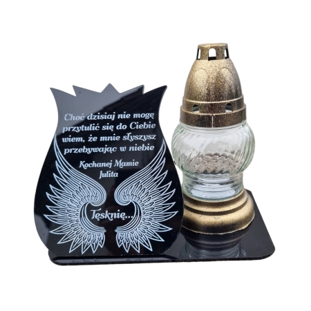 podstawka na znicz GRAWER, statuetka na grób, 25cm, znicz skrzydła anioła