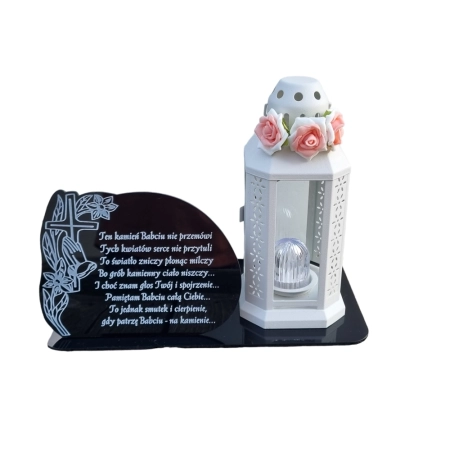 LAMPION LED znicz statuetka XXL, DZIEŃ MAMY I TATY lampion z kwiatami