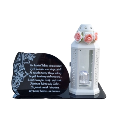 LAMPION LED znicz statuetka XXL, DZIEŃ MAMY I TATY lampion z kwiatami