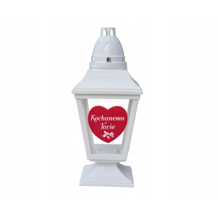 LAMPION DLA TATY, znicz SERCE z napisem dla Kochanego Taty +GRATIS LED