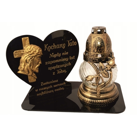 statuetka znicz, DZIEŃ TATY, znicz z napisem dla taty, +aplikacja Jezusa 3D